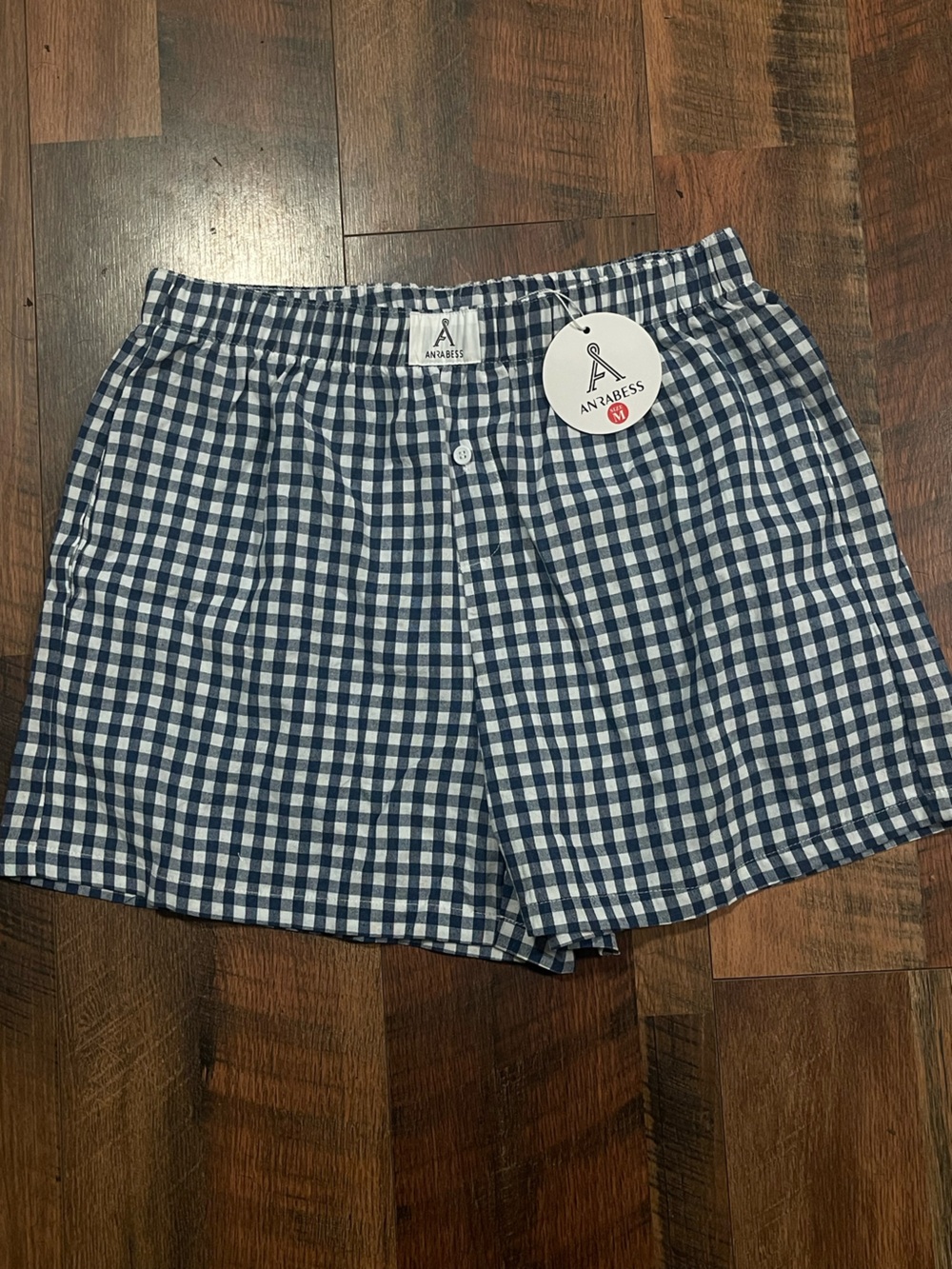 Anabess Navy and White Gingham Flat Front Women’s Shorts